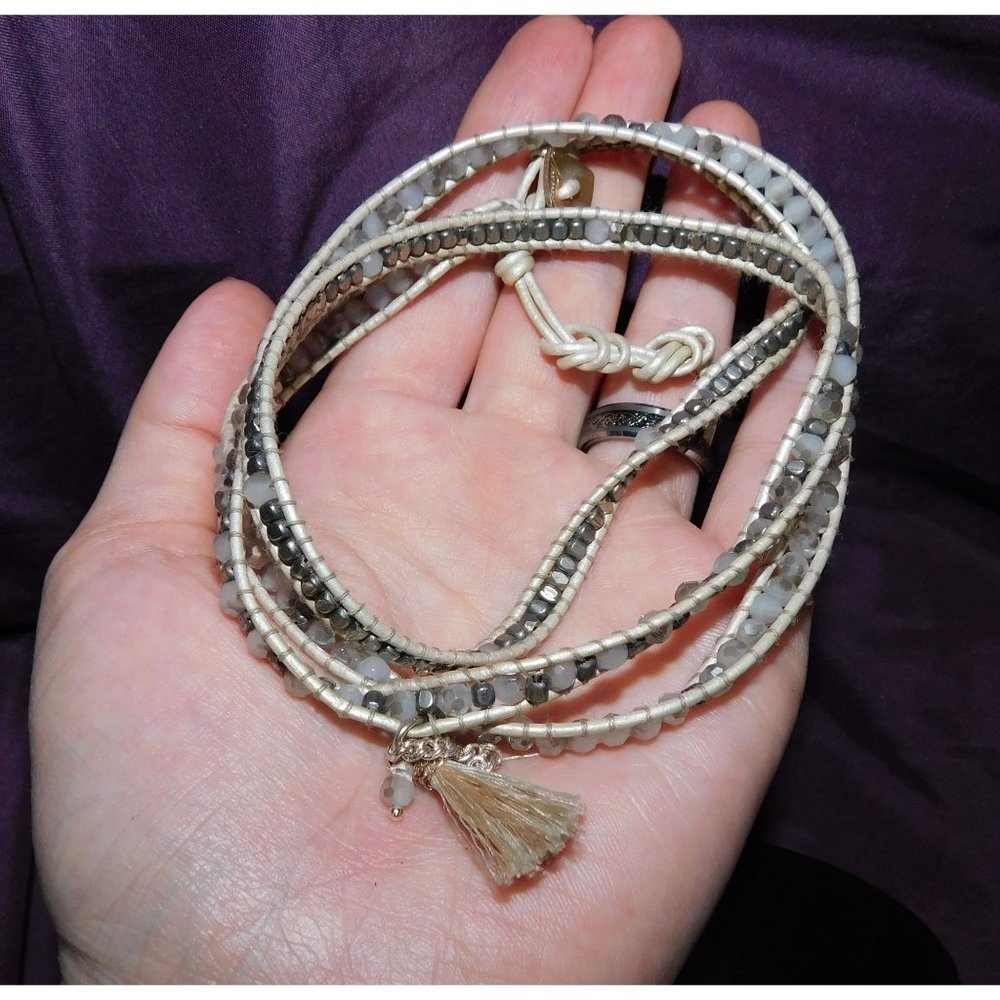 Nakamol White Beaded Wrap Bracelet
